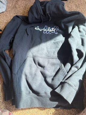 Chocolate Men’s Black Crewneck Hoodie with Script Logo